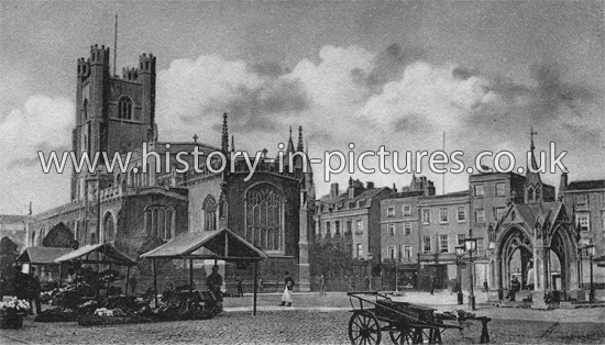 St Mary's Church and Market Place, Cambridge. c.1903